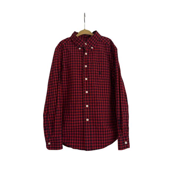 Ralph Lauren Plaid Button Down Collar Shirt Red Blue Size Youth Small (8) - Picture 1 of 3